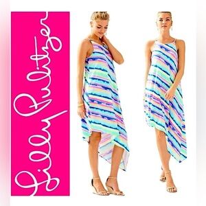 Lilly Pulitzer Sz XXS Multi Ceviche Stripe Diagonal Magnolia‎ Midi Dress